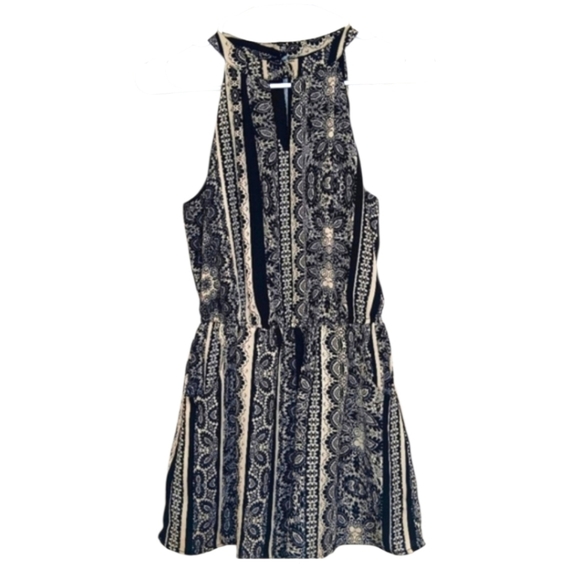 As U Wish Pants - As U Wish Halter‎ Romper Size XS in a Black and White Paisley Pattern